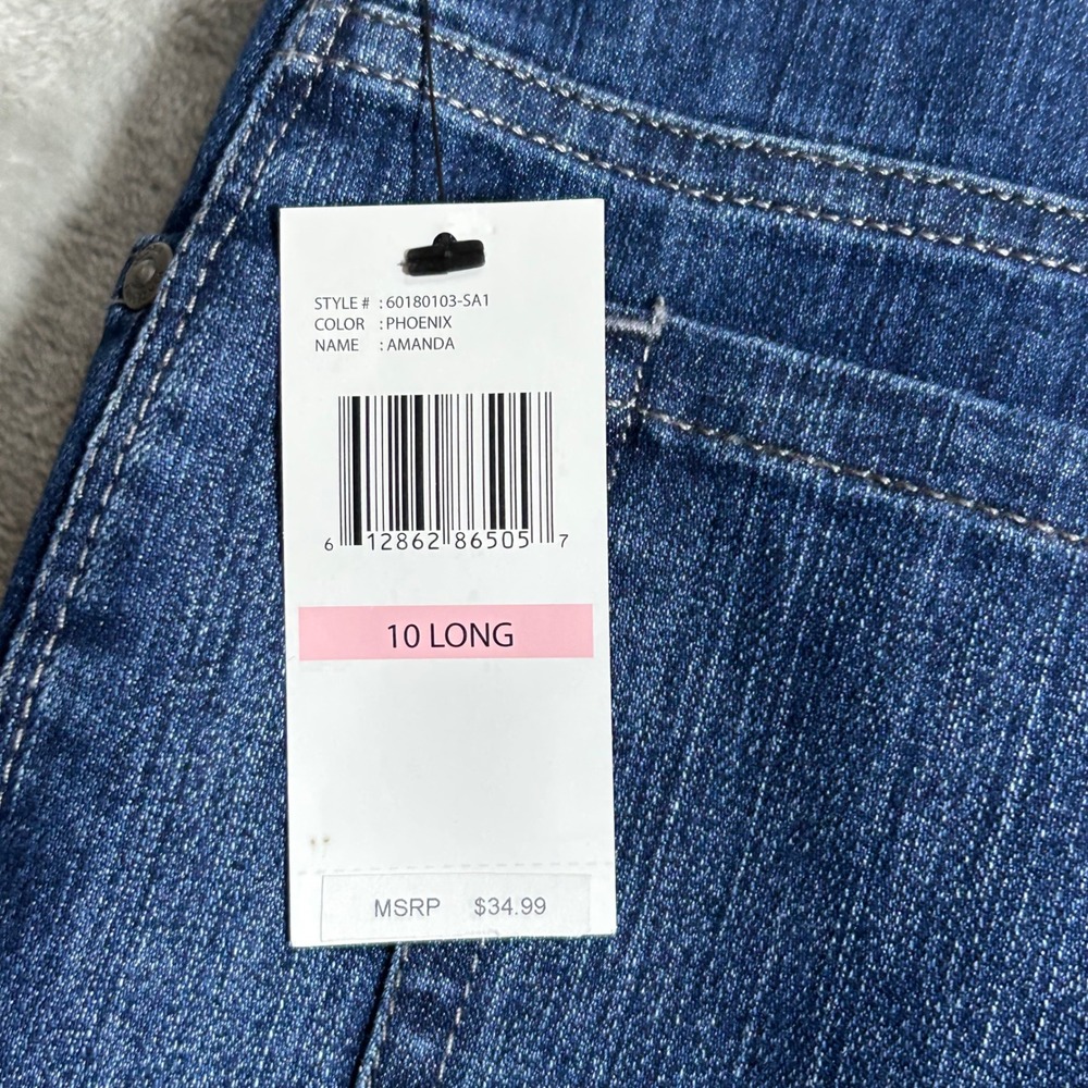 Gloria Vanderbilt Amanda Classic Fit Tapered Jeans Dark Wash Blue 10 Long NEW - Picture 11 of 15